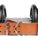 Weightlifting belt with barbell