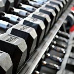 hex dumbells on rack