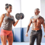 Fit older man and woman